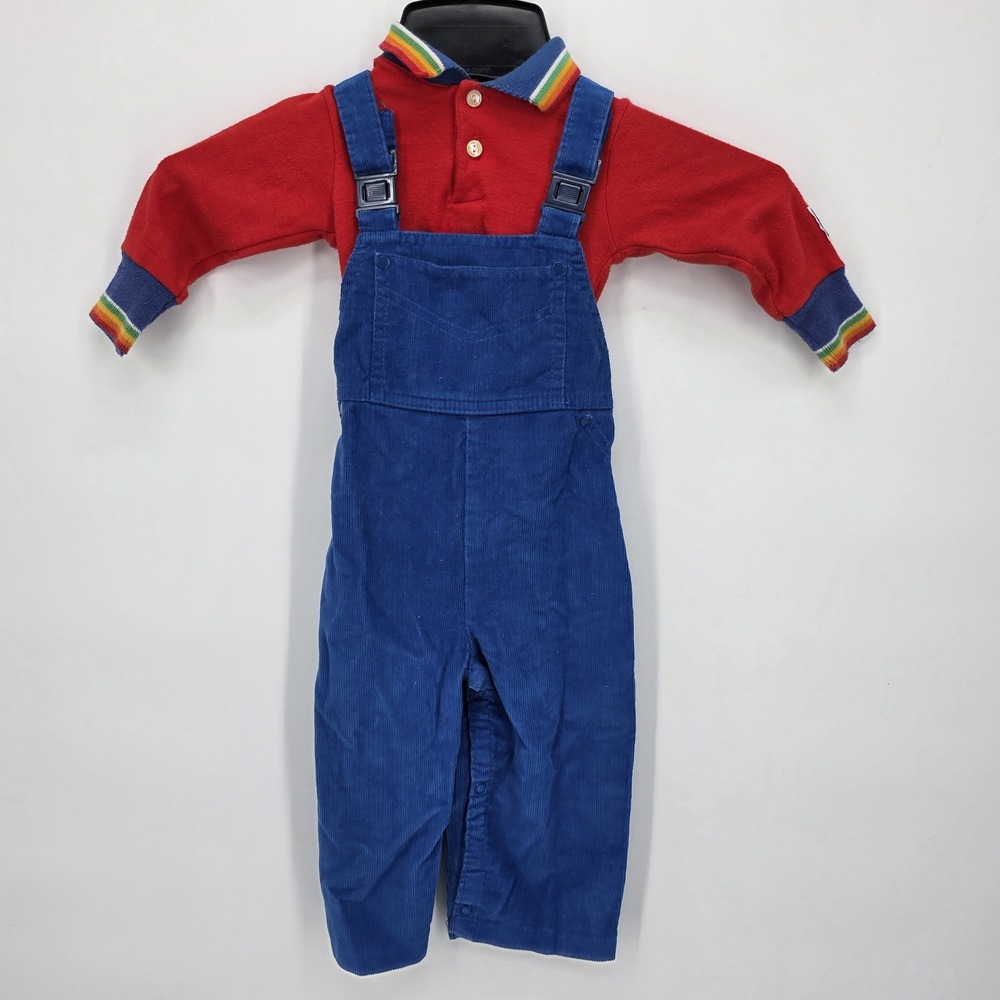 Vintage Carter's Corduroy Overalls With Shirt Baby‎ Boy Size 18 Months 1980's...